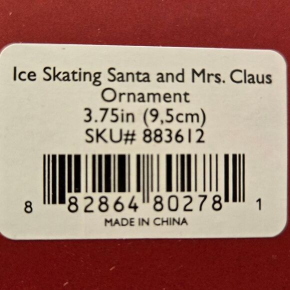 🎄🛍❤️LENOX ICE SKATING SANTA & MRS. CLAUS CHRISTMAS TREE ORNAMENT GOLD in BOX - Picture 9 of 11